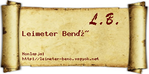 Leimeter Benő névjegykártya